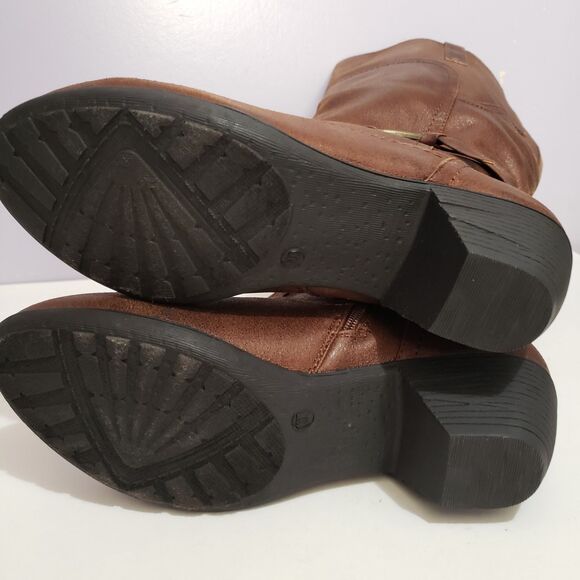 Chelsea Moreland Sz 10W  NWOB Brown Faux Leather Women's Zip Boots - Picture 6 of 10